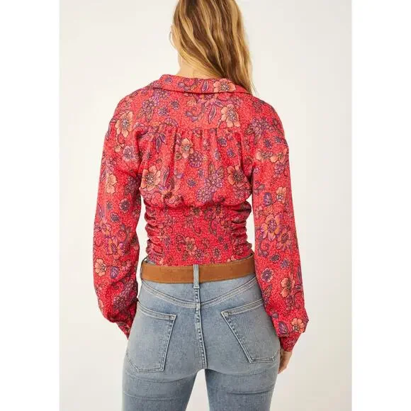 Free People I Got You Printed Top Sz L - Picture 3 of 9